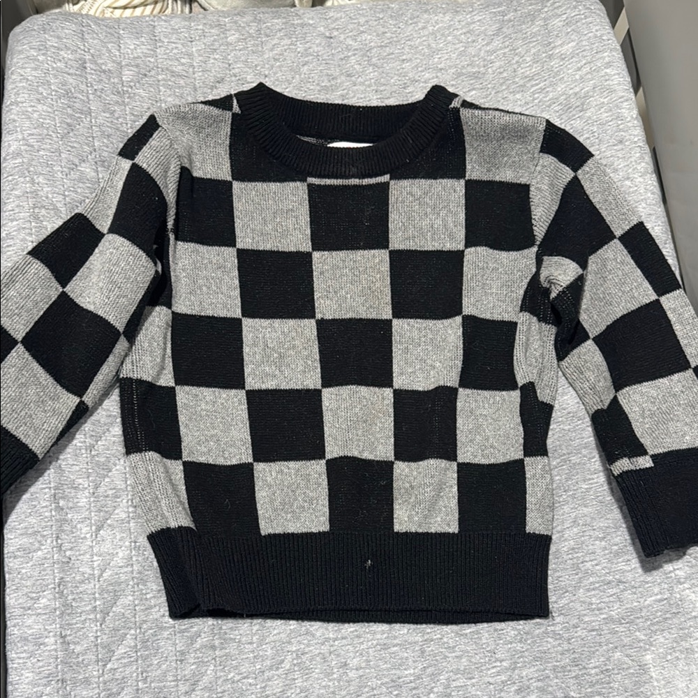 Cat & Jack Black and Gray Checkered Sweater